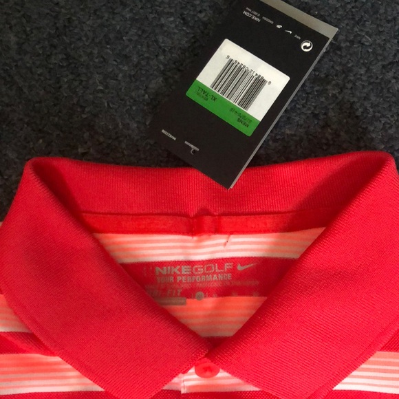 Nike Red and White Striped Polo Shirt - Picture 2 of 5